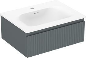 Mexen Rivel koupelnová skříňka 60 cm s umyvadlem Vela, 1 zásuvka, drážkovaná, grafit mat/bílá mat - 91A20-06023-1-BF66-W23M01