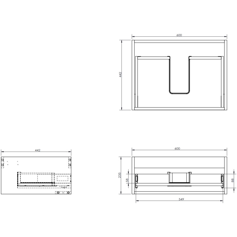 Mexen Rivel koupelnová skříňka 60 cm s umyvadlem Vela, 1 zásuvka, rýhovaná, grafit mat/bílá mat