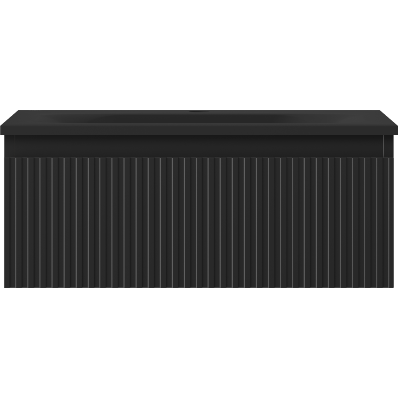 Mexen Rivel koupelnová skříňka 60 cm s umyvadlem Vela, 1 zásuvka, drážkovaná, černá mat - 91A20-06023-1-BF71-W23M71