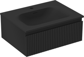 Mexen Rivel koupelnová skříňka 60 cm s umyvadlem Vela, 1 zásuvka, drážkovaná, černá mat - 91A20-06023-1-BF71-W23M71