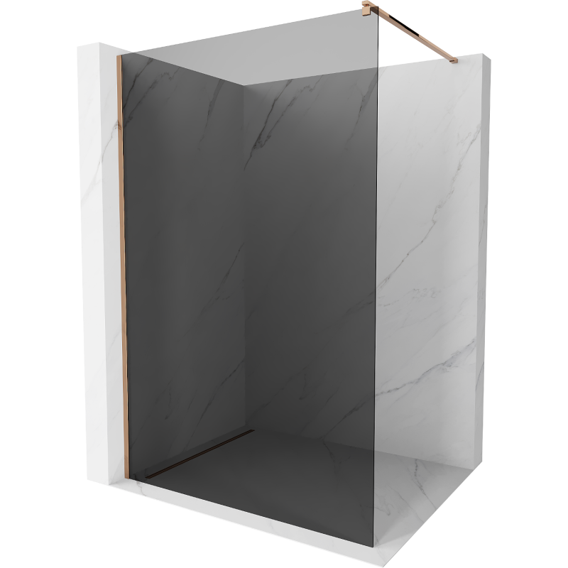 Mexen Kioto sprchová stěna Walk-in 130 x 200 cm, grafit 8 mm, růžové zlato - 800-130-101-60-40