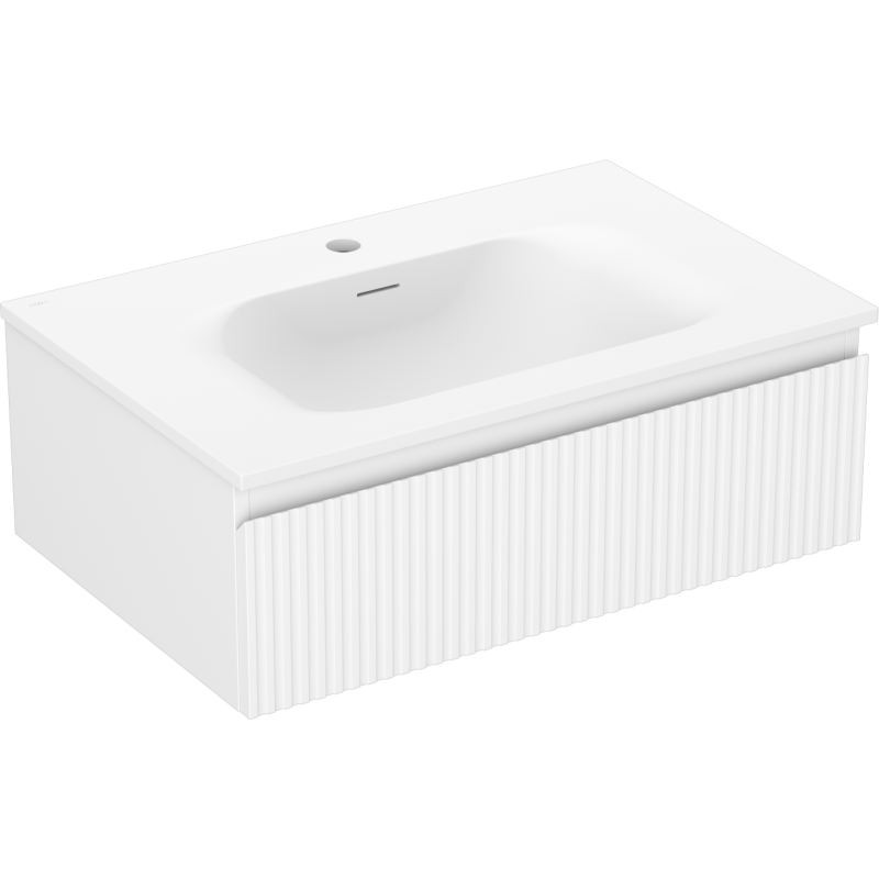 Mexen Rivel koupelnová skříňka 70 cm s umyvadlem Vela, 1 zásuvka, drážkovaná, bílá mat - 91A20-07023-1-BF01-W23M01