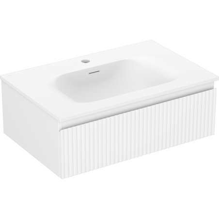 Mexen Rivel koupelnová skříňka 70 cm s umyvadlem Vela, 1 zásuvka, drážkovaná, bílá mat - 91A20-07023-1-BF01-W23M01