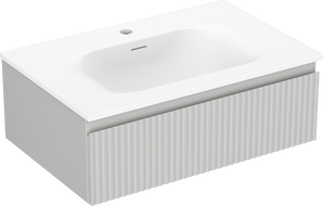 Mexen Rivel koupelnová skříňka 70 cm s umyvadlem Vela, 1 zásuvka, drážkovaná, šedá matná/bílá matná - 91A20-07023-1-BF62-W23M01