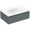 Mexen Rivel koupelnová skříňka 70 cm s umyvadlem Vela, 1 zásuvka, drážkovaná, grafit mat/bílá mat - 91A20-07023-1-BF66-W23M01