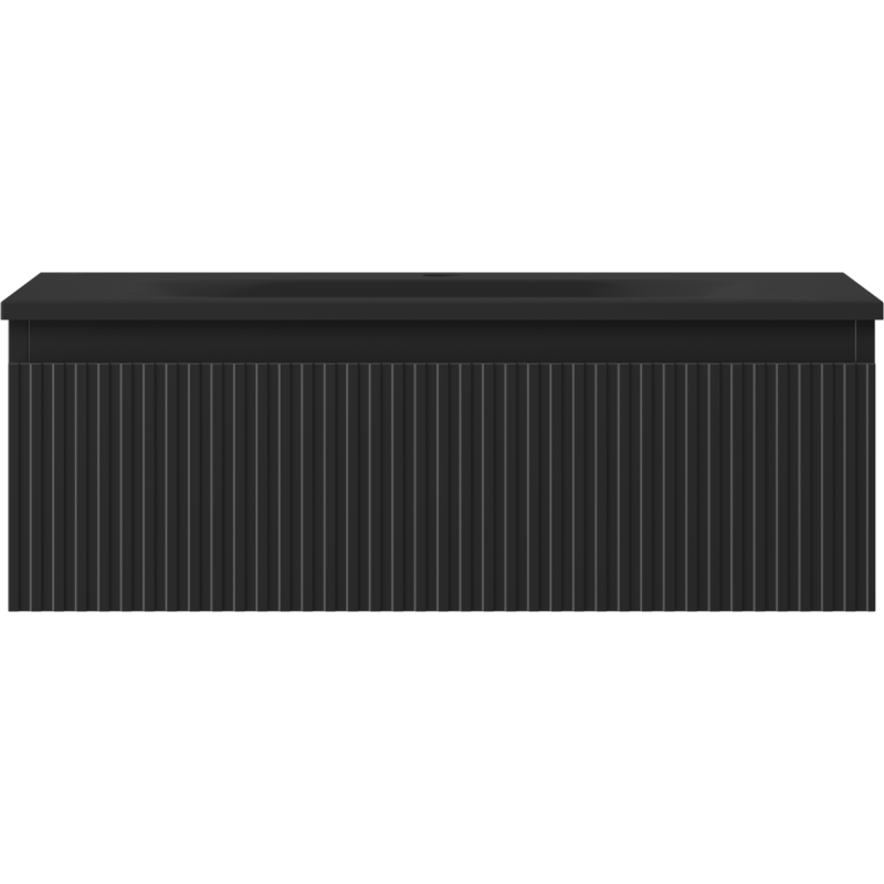 Mexen Rivel koupelnová skříňka 70 cm s umyvadlem Vela, 1 zásuvka, drážkovaná, černá mat - 91A20-07023-1-BF71-W23M71