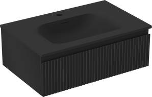 Mexen Rivel koupelnová skříňka 70 cm s umyvadlem Vela, 1 zásuvka, drážkovaná, černá mat - 91A20-07023-1-BF71-W23M71