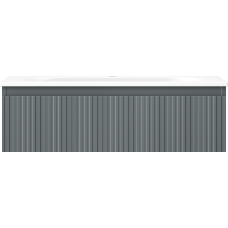 Mexen Rivel koupelnová skříňka 80 cm s umyvadlem Vela, 1 zásuvka, drážkovaná, grafit mat/bílá mat - 91A20-08023-1-BF66-W23M01