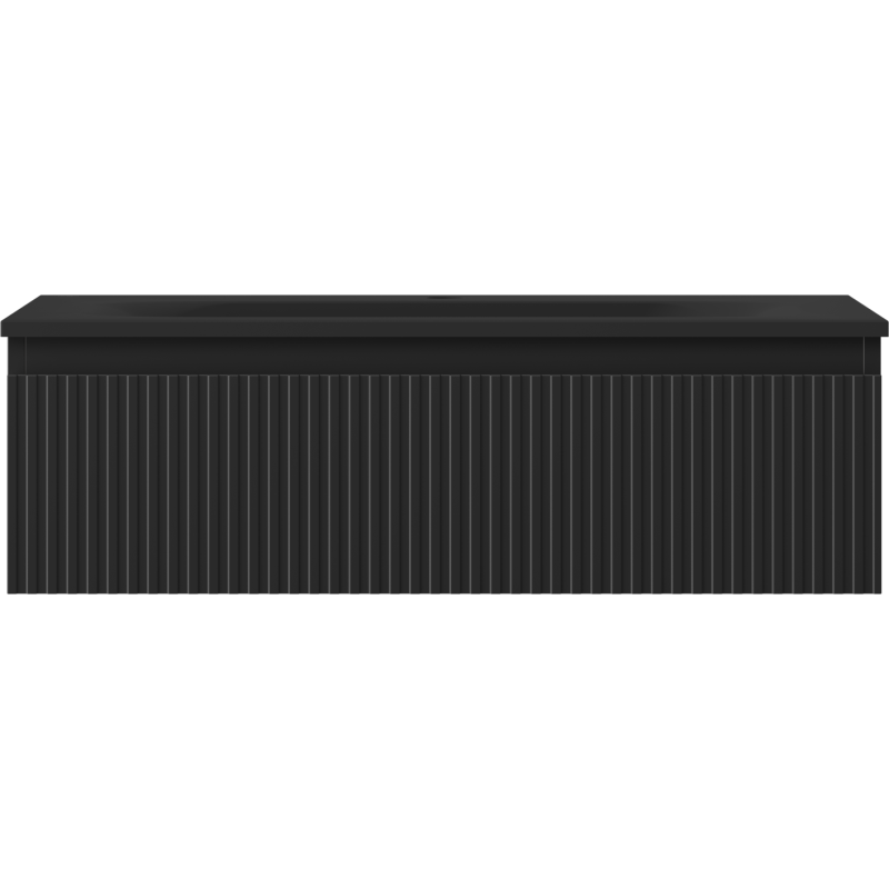 Mexen Rivel koupelnová skříňka 80 cm s umyvadlem Vela, 1 zásuvka, drážkovaná, černá mat - 91A20-08023-1-BF71-W23M71