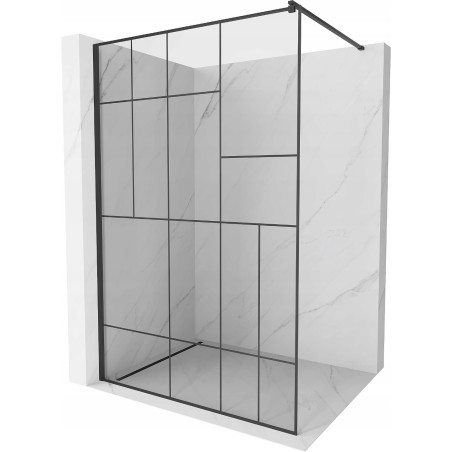 Mexen Kioto sprchová stěna Walk-in 120 x 200 cm, černý vzor 8 mm, černá - 800-120-101-70-78