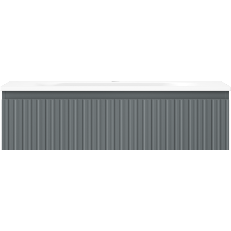 Mexen Rivel koupelnová skříňka 90 cm s umyvadlem Vela, 1 zásuvka, drážkovaná, grafit mat/bílá mat