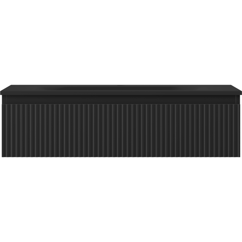 Mexen Rivel koupelnová skříňka 90 cm s umyvadlem Vela, 1 zásuvka, drážkovaná, černý mat - 91A20-09023-1-BF71-W23M71