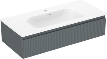 Mexen Rivel koupelnová skříňka 100 cm s umyvadlem Vela, 1 zásuvka, rýhovaná, grafit mat/bílá mat - 91A20-10023-1-BF66-W23M01