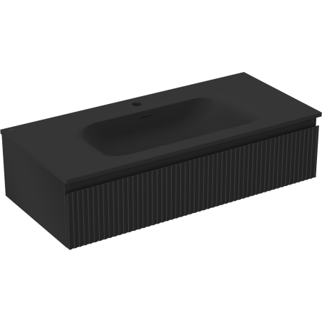 Mexen Rivel koupelnová skříňka 100 cm s umyvadlem Vela, 1 zásuvka, drážkovaná, černá mat - 91A20-10023-1-BF71-W23M71