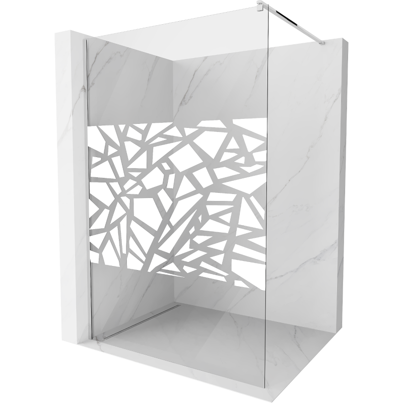 Mexen Kioto sprchová stěna Walk-in 110 x 200 cm, bílý vzor 8 mm, chrom - 800-110-101-01-85