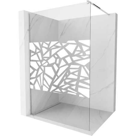 Mexen Kioto sprchová stěna Walk-in 110 x 200 cm, bílý vzor 8 mm, chrom - 800-110-101-01-85