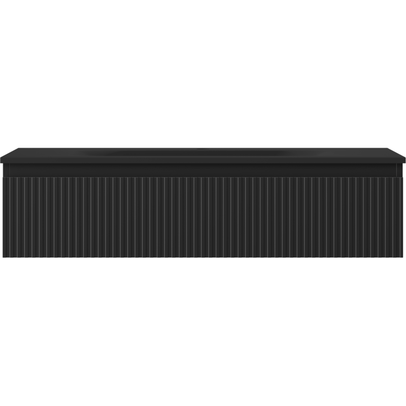 Mexen Rivel koupelnová skříňka 100 cm s umyvadlem Vela, 1 zásuvka, drážkovaná, černá mat - 91A20-10023-1-BF71-W23M71