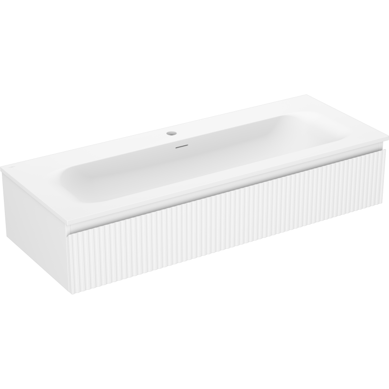 Mexen Rivel koupelnová skříňka 120 cm s umyvadlem Vela, 1 zásuvka, drážkované, bílý mat - 91A20-12023-1-BF01-W23M01