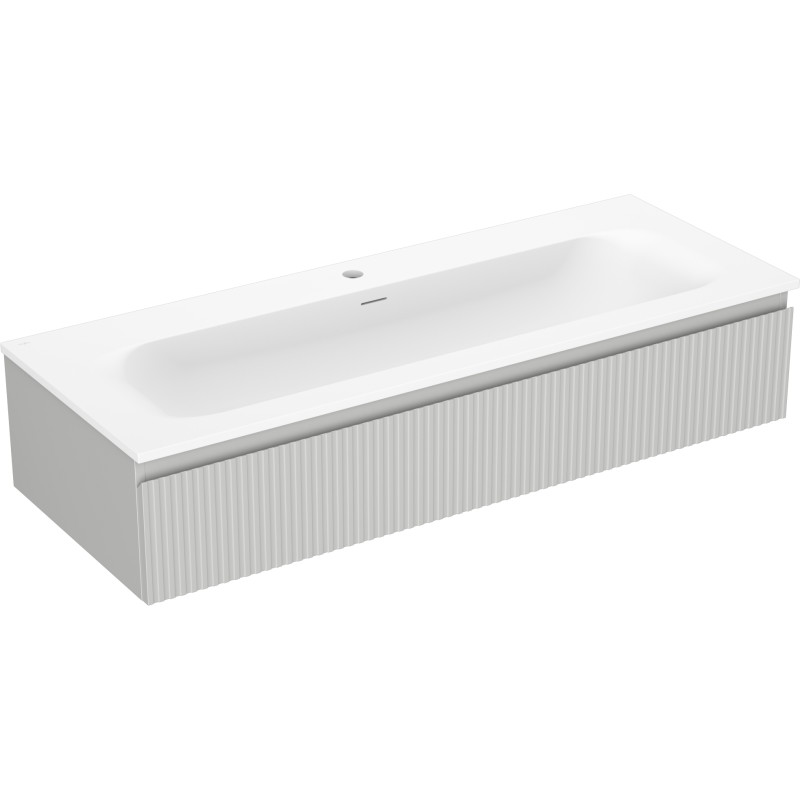 Mexen Rivel koupelnová skříňka 120 cm s umyvadlem Vela, 1 zásuvka, drážkovaná, šedá matná/bílá matná