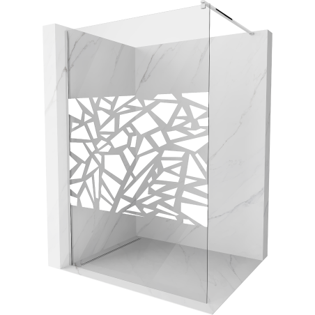 Mexen Kioto sprchová stěna Walk-in 140 x 200 cm, bílý vzor 8 mm, chromová - 800-140-101-01-85