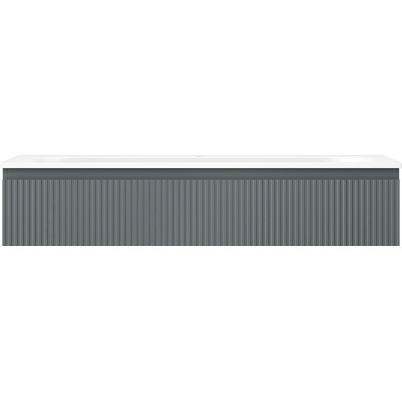 Mexen Rivel koupelnová skříňka 120 cm s umyvadlem Vela, 1 zásuvka, žebrovaná, grafit mat/bílá mat -