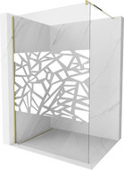 Mexen Kioto sprchová stěna Walk-in 80 x 200 cm, bílý vzor 8 mm, zlatá - 800-080-101-50-85