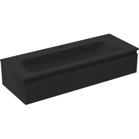 Mexen Rivel koupelnová skříňka 120 cm s umyvadlem Vela, 1 zásuvka, rýhovaná, černá mat - 91A20-12023-1-BF71-W23M71