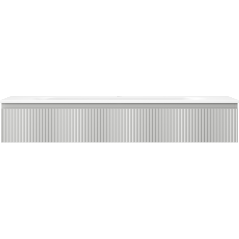 Mexen Rivel koupelnová skříňka 140 cm s umyvadlem Vela, 1 zásuvka, rýhovaná, šedá mat/bílá mat - 91A20-14023-1-BF62-W23M01