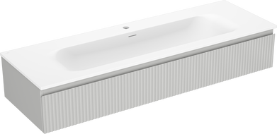 Mexen Rivel koupelnová skříňka 140 cm s umyvadlem Vela, 1 zásuvka, rýhovaná, šedá mat/bílá mat - 91A20-14023-1-BF62-W23M01