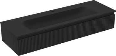 Mexen Rivel koupelnová skříňka 140 cm s umyvadlem Vela, 1 zásuvka, drážkovaná, černý mat - 91A20-14023-1-BF71-W23M71