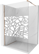 Mexen Kioto sprchová stěna Walk-in 100 x 200 cm, bílý vzor 8 mm, růžové zlato - 800-100-101-60-85