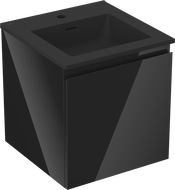 Mexen Orio koupelnová skříňka 45 cm s umyvadlem Otis, 1 zásuvka, černý lesk/černý mat - 91A10-04547-1-BF70-W18M71