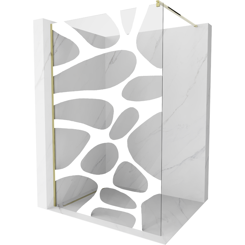 Mexen Kioto sprchová zástěna Walk-in 130 x 200 cm, bílá vlna 8 mm, zlatá - 800-130-101-50-97