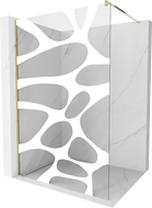 Mexen Kioto sprchová stěna Walk-in 130 x 200 cm, bílá vlna 8 mm, zlatá - 800-130-101-50-97