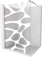 Mexen Kioto sprchová stěna Walk-in 100 x 200 cm, bílá vlna 8 mm, růžové zlato - 800-100-101-60-97