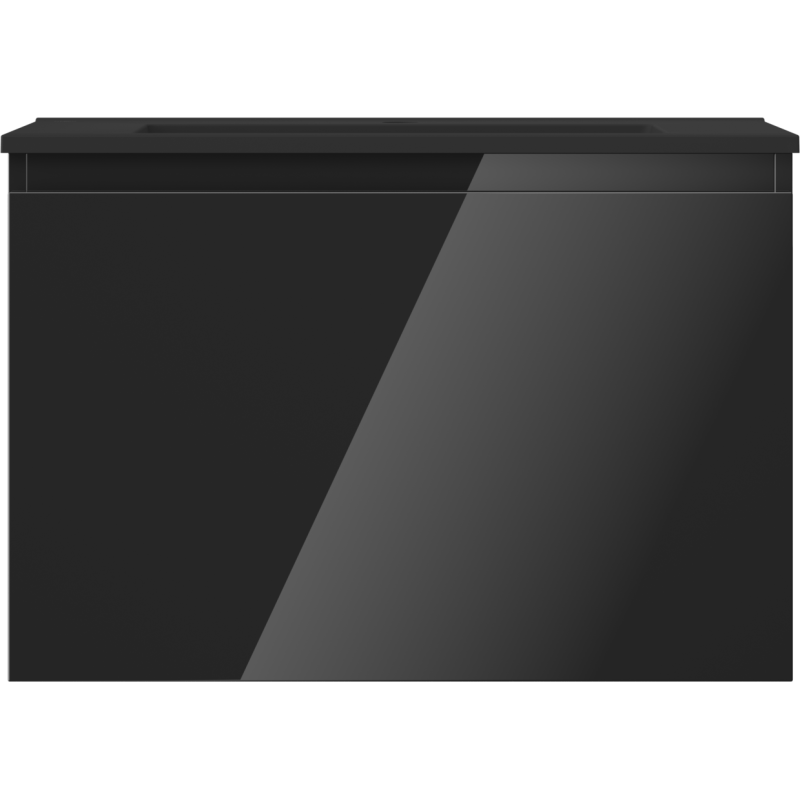 Mexen Orio skříňka do koupelny 70 cm s umyvadlem Otis, 1 zásuvka, černý lesk/černý mat - 91A10-07047-1-BF70-W18M71