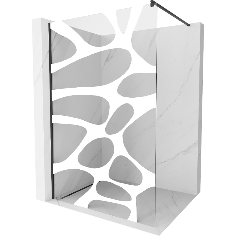 Mexen Kioto sprchová stěna Walk-in 80 x 200 cm, bílá vlna 8 mm, černá - 800-080-101-70-97