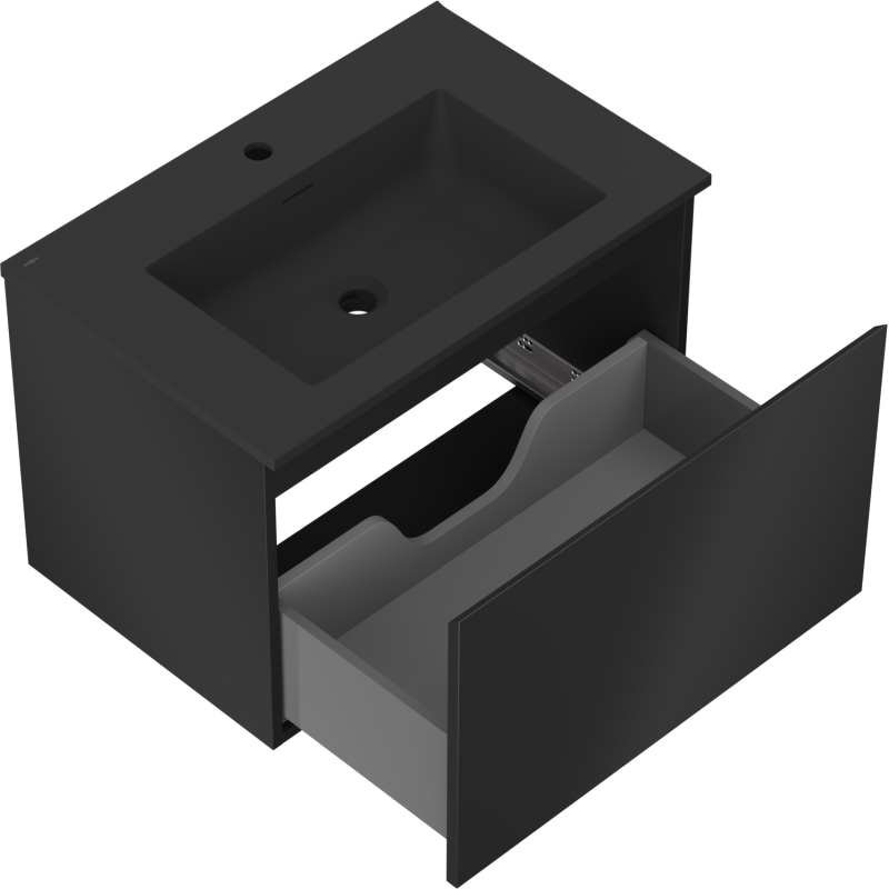 Mexen Orio koupelnová skříňka 70 cm s umyvadlem Otis, 1 zásuvka, černá matná - 91A10-07047-1-BF71-W18M71