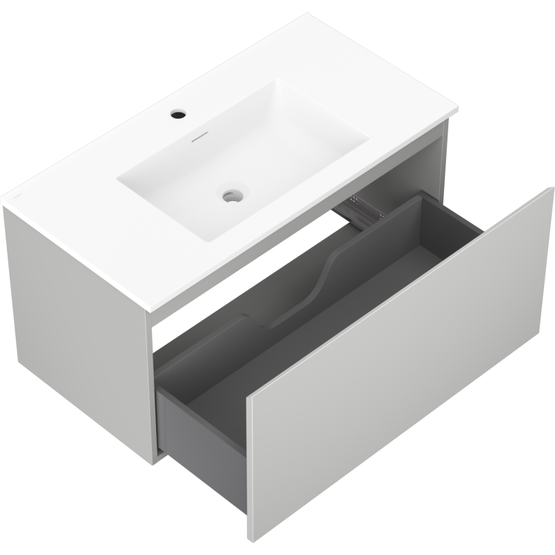 Mexen Orio koupelnová skříňka 90 cm s umyvadlem Otis, 1 zásuvka, šedá mat/bílá mat - 91A10-09047-1-BF62-W18M01