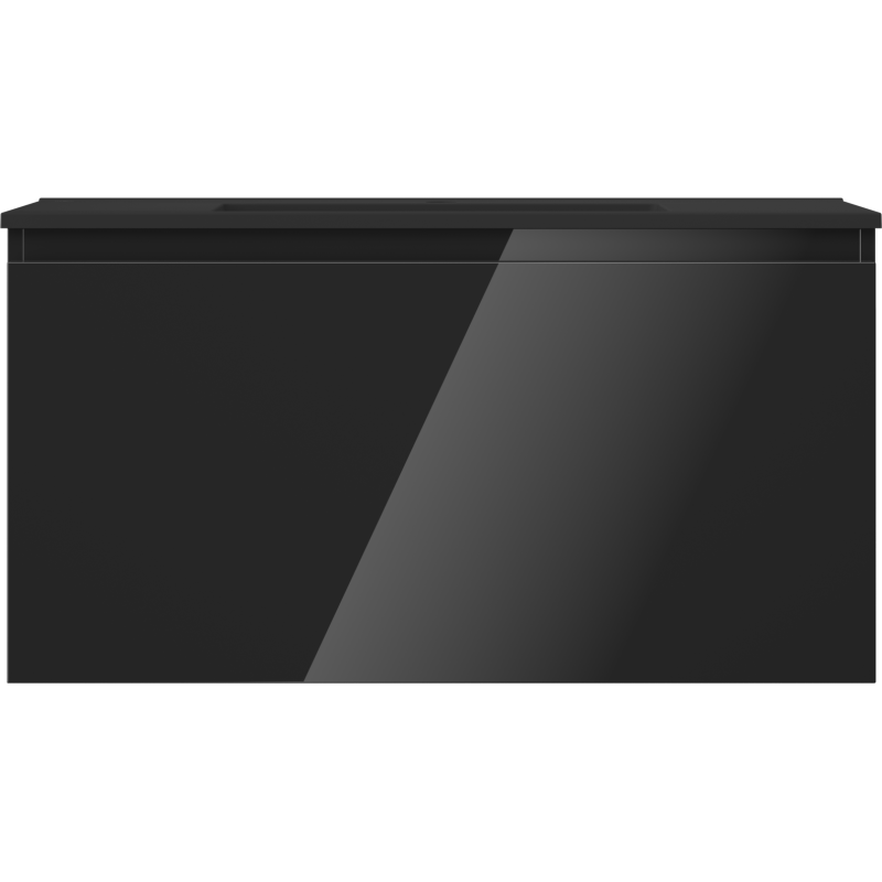 Mexen Orio koupelnová skříňka 90 cm s umyvadlem Otis, 1 zásuvka, černý lesk/černý mat - 91A10-09047-1-BF70-W18M71