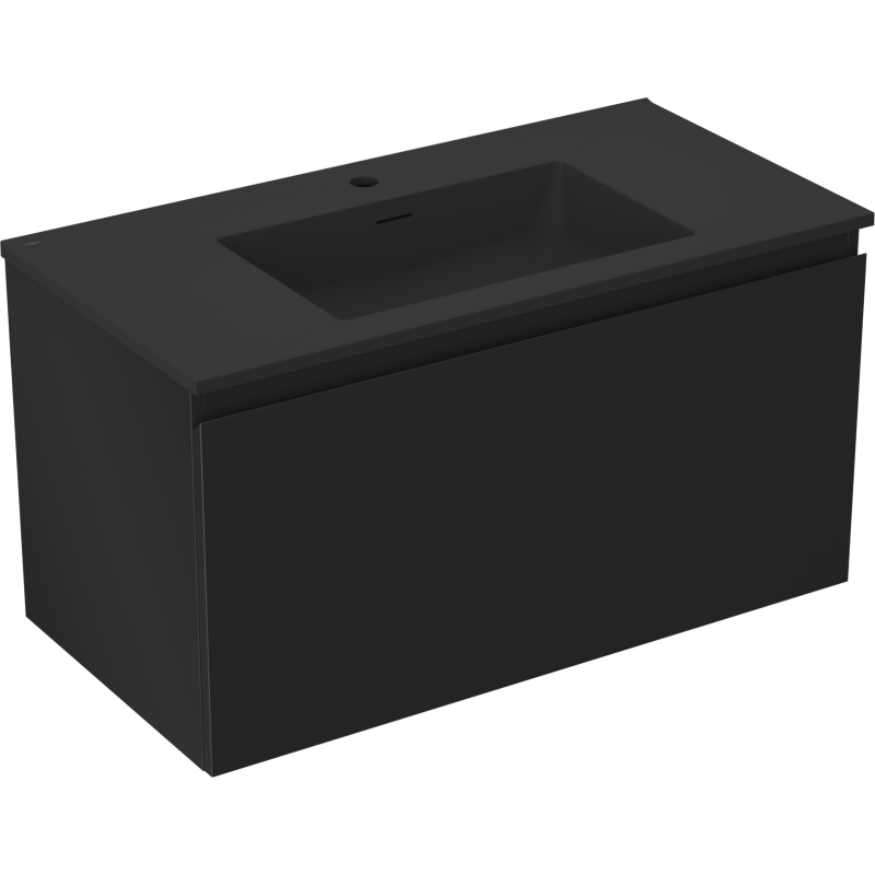 Mexen Orio koupelnová skříňka 90 cm s umyvadlem Otis, 1 zásuvka, černá mat - 91A10-09047-1-BF71-W18M71