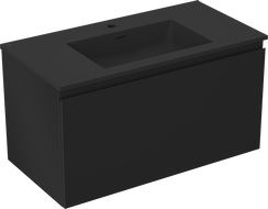 Mexen Orio koupelnová skříňka 90 cm s umyvadlem Otis, 1 zásuvka, černá mat - 91A10-09047-1-BF71-W18M71