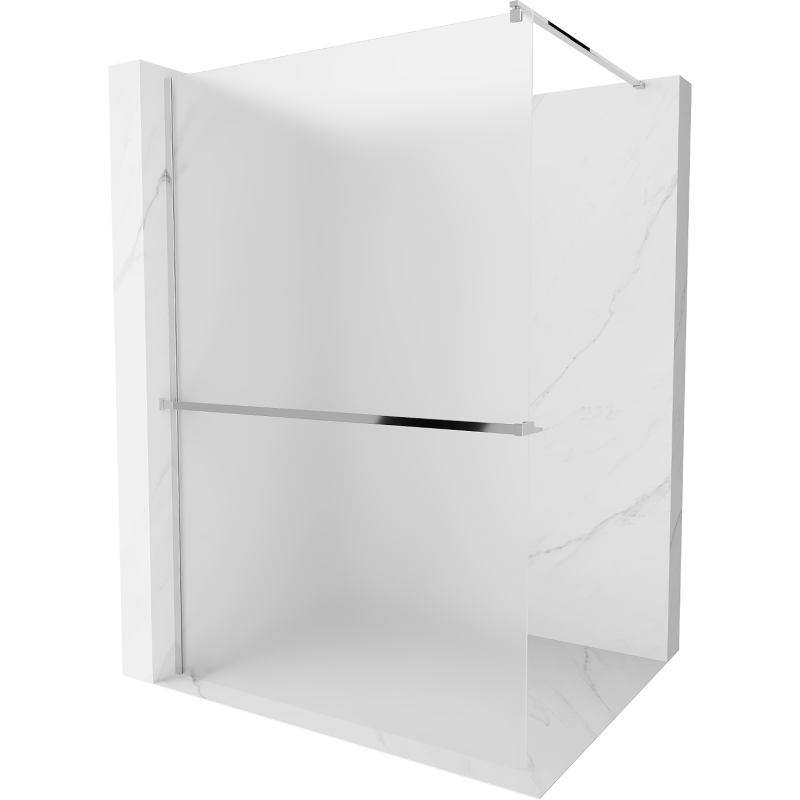 Mexen Kioto+ sprchová stěna s poličkou Walk-in 120 x 200 cm, matná, chrom - 800-120-121-01-30