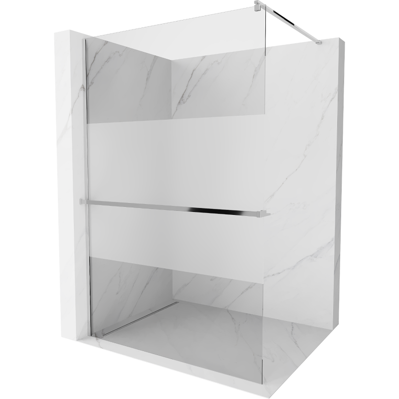 Mexen Kioto+ sprchová stěna s policí Walk-in 70 x 200 cm, transparentní/námrazový, chrom - 800-070-121-01-35