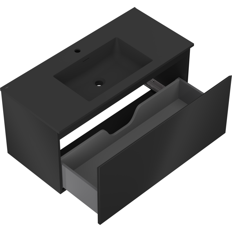 Mexen Orio koupelnová skříňka 100 cm s umyvadlem Otis, 1 zásuvka, černá mat - 91A10-10047-1-BF71-W18M71