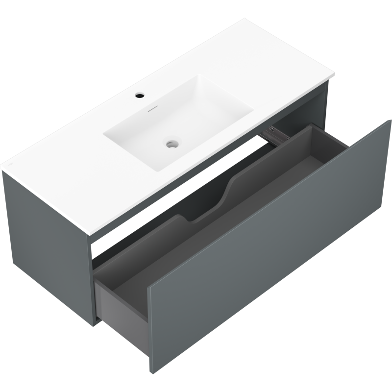 Mexen Orio koupelnová skříňka 120 cm s umyvadlem Otis, 1 zásuvka, grafit mat/bílá mat - 91A10-12047-1-BF66-W18M01
