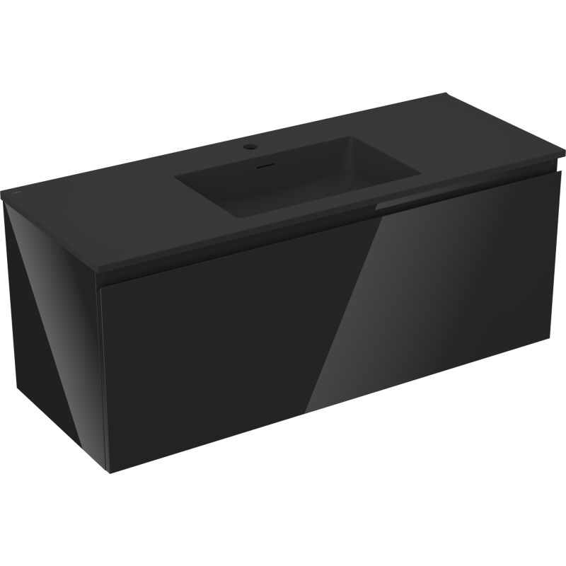 Mexen Orio koupelnová skříňka 120 cm s umyvadlem Otis, 1 zásuvka, černý lesk/černý mat - 91A10-12047-1-BF70-W18M71