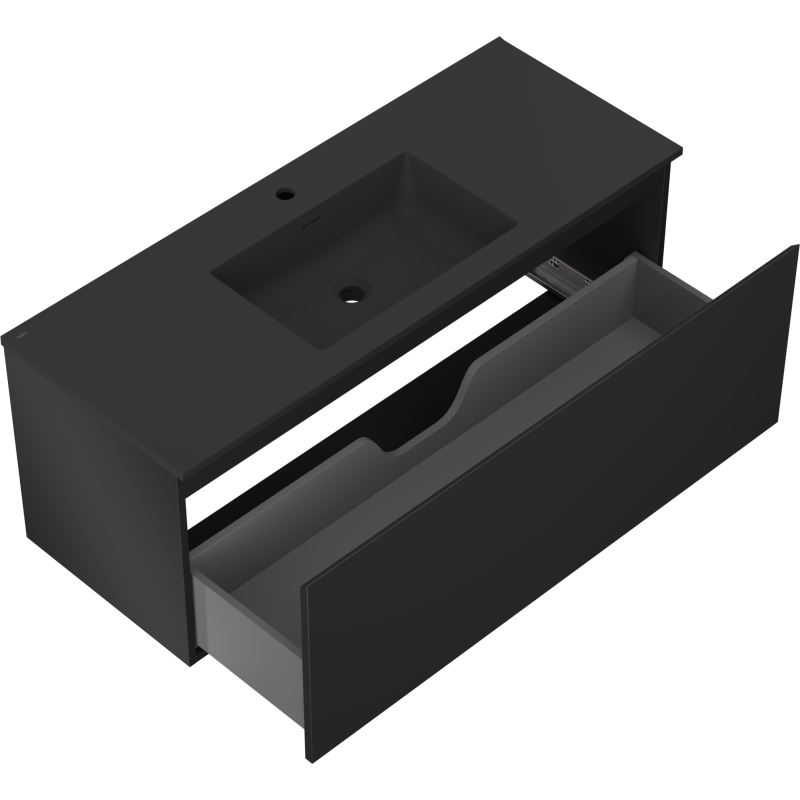 Mexen Orio koupelnová skříňka 120 cm s umyvadlem Otis, 1 zásuvka, černá mat - 91A10-12047-1-BF71-W18M71