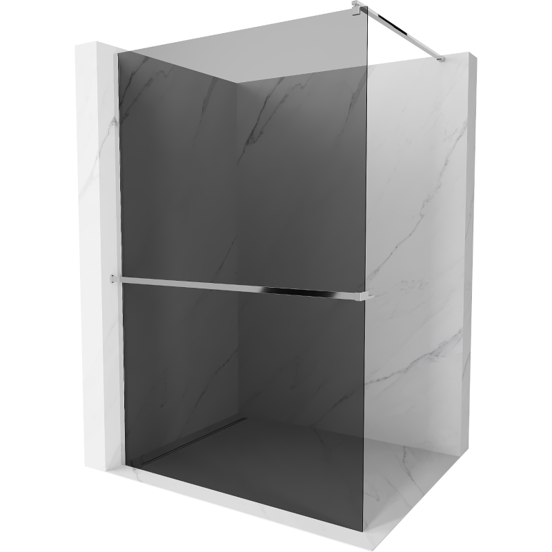 Mexen Kioto+ sprchová stěna s policí Walk-in 110 x 200 cm, grafit, chrom - 800-110-121-01-40