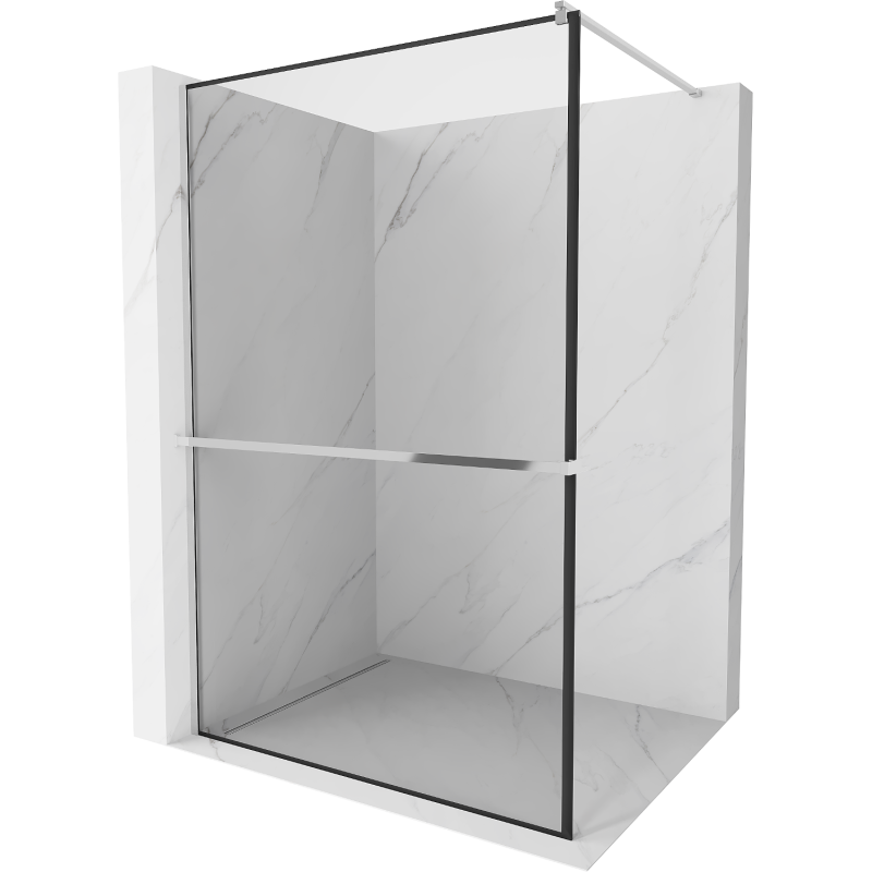 Mexen Kioto+ sprchová zástěna s poličkou Walk-in 70 x 200 cm, černý rám, chrom - 800-070-121-01-70